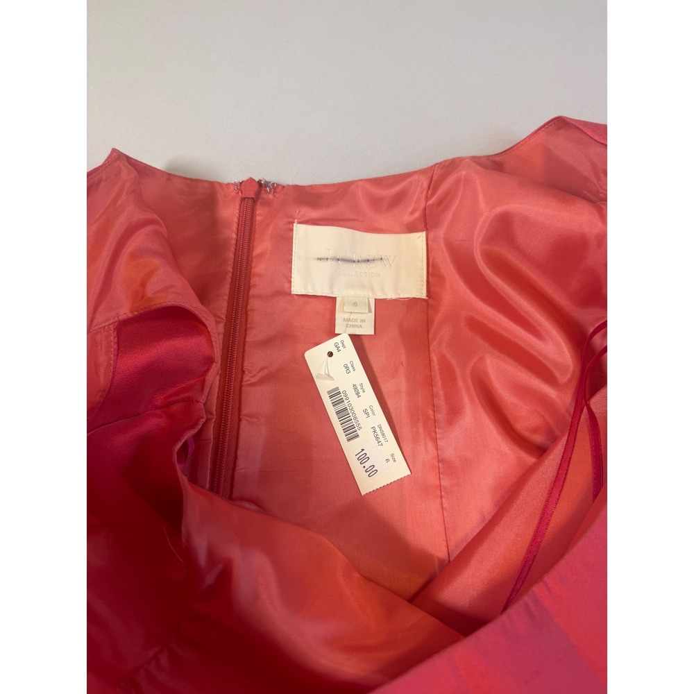 J. Crew Collection Silk Sheath Dress Coral Pink Cap Sleeve Square Back Sz 6 NWT - Picture 8 of 11